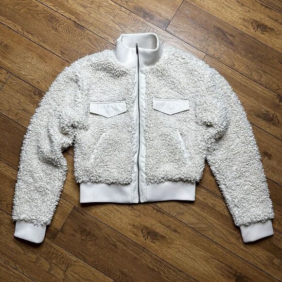 Express X Negin Mirsalehi Womens Jacket Sherpa Bomber Teddy Cream Size Small New - Picture 1 of 6